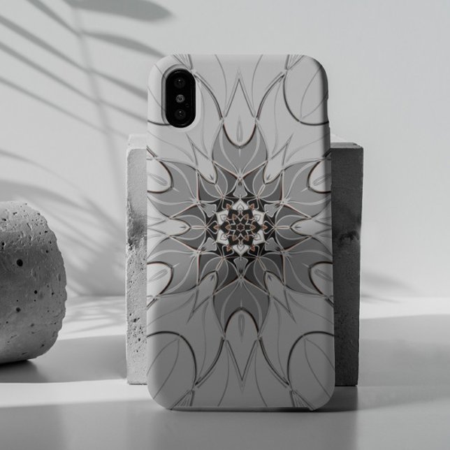 Cartoon Mandala Flower Grey Case-Mate iPhone Case (Creator Uploaded)