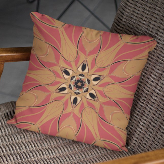 Cartoon Mandala Flower Orange and Pink Cushion (Creator Uploaded)
