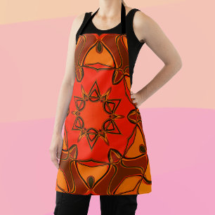 Cartoon Mandala Flower Orange Apron
