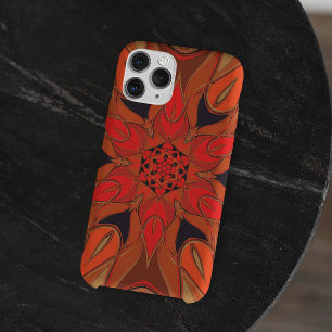 Cartoon Mandala Flower Orange iPhone 11 Case