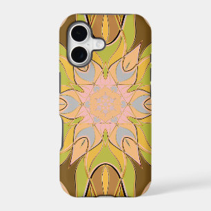 Cartoon Mandala Flower Orange Green and Blue