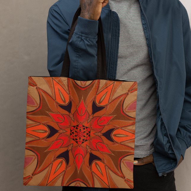 Cartoon Mandala Flower Orange Tote Bag (Creator Uploaded)