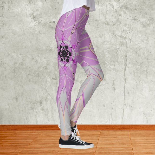 Cartoon Mandala Flower Pink and White Leggings (Creator Uploaded)