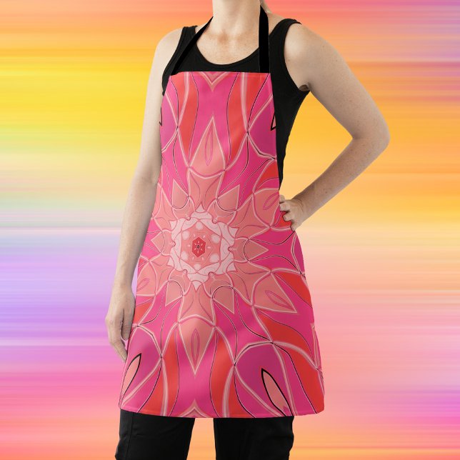 Cartoon Mandala Flower Pink Apron (Creator Uploaded)