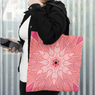 Cartoon Mandala Flower Pink Tote Bag
