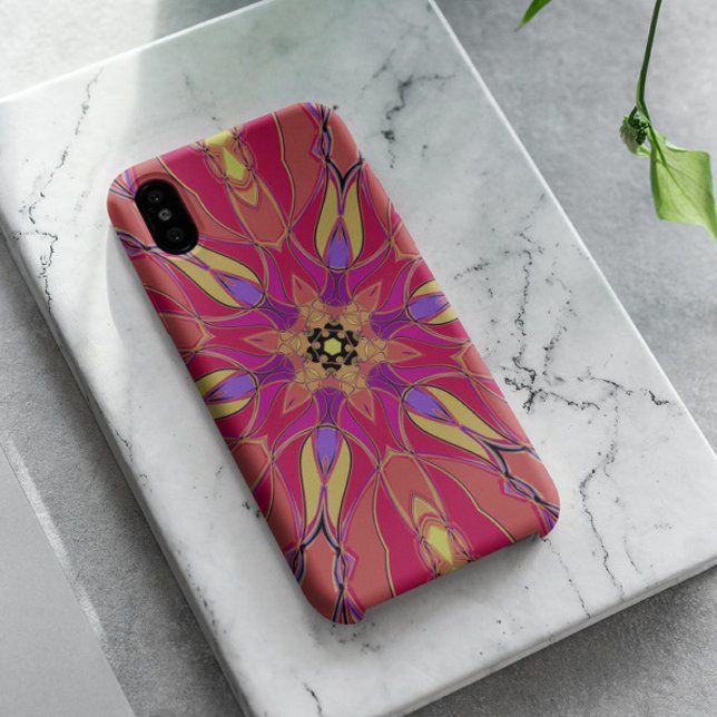 Cartoon Mandala Flower Pink Yellow and Purple Case-Mate iPhone Case (Creator Uploaded)