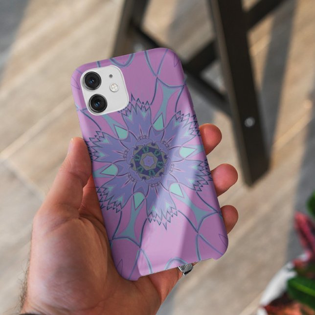Cartoon Mandala Flower Purple and Blue Case-Mate iPhone Case (Creator Uploaded)