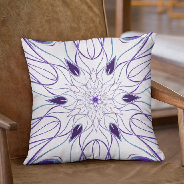 Cartoon Mandala Flower White and Purple Cushion (Creator Uploaded)