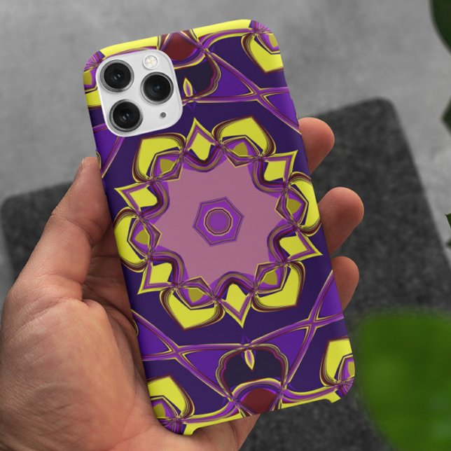 Cartoon Mandala Flower Yellow and Purple Case-Mate iPhone Case (Creator Uploaded)