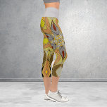 Cartoon Mandala Flower Yellow Grey and Red Capri Leggings<br><div class="desc">This funky mandala flower design features yellow,  grey,  and red in a cartoon style. Trippy geometric visuals for the modern hippie or lover of vibrant colours!</div>