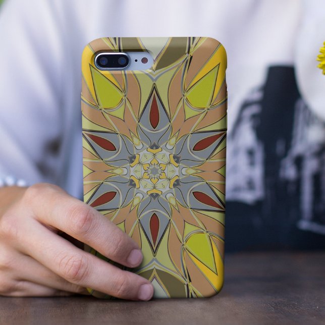 Cartoon Mandala Flower Yellow Grey and Red Case-Mate iPhone Case (Creator Uploaded)