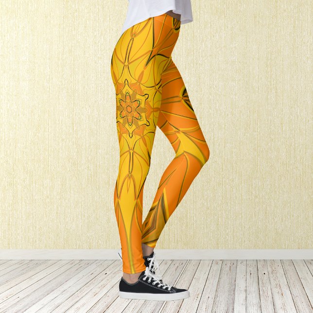 Cartoon Mandala Flower Yellow Leggings (Creator Uploaded)