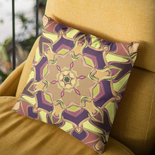 Cartoon Mandala Flower Yellow Purple and Orange Cushion