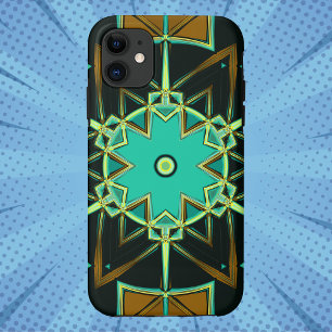 Cartoon Mandala Green Black and Yellow iPhone 11 Case