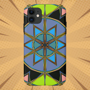 Cartoon Mandala Green Blue and Orange iPhone 11 Case