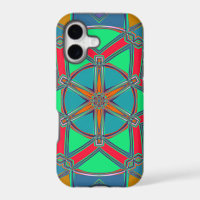 Cartoon Mandala Green Red and Blue