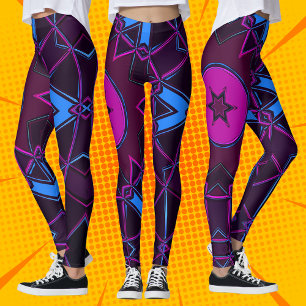 Cartoon Mandala Purple Pink and Blue Leggings