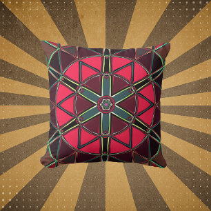 Cartoon Mandala Red and Green Cushion