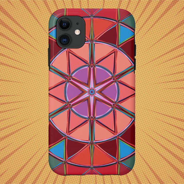 Cartoon Mandala Red Pink and Blue Case-Mate iPhone Case (Creator Uploaded)