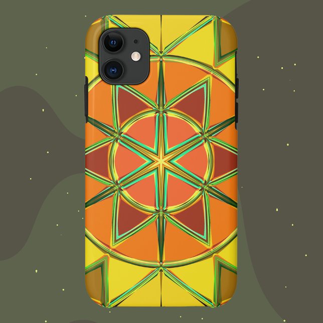 Cartoon Mandala Yellow Orange and Green Case-Mate iPhone Case (Creator Uploaded)