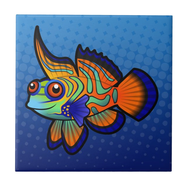 Cartoon Mandarin / Dragonet Fish Ceramic Tile (Front)