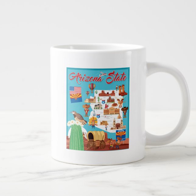 Cartoon Map of Arizona Large Coffee Mug (Right)