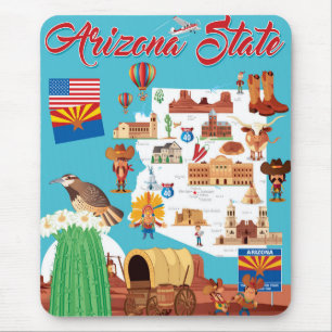 Cartoon Map of Arizona Mouse Pad
