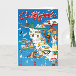 Cartoon Map of California Card