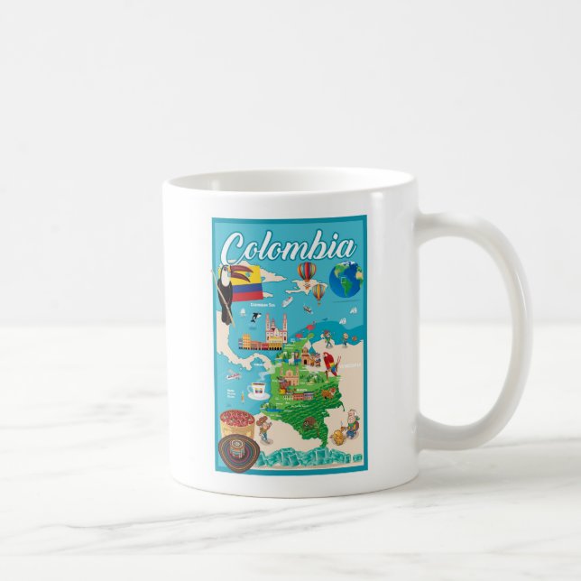 Cartoon Map of Colombia Coffee Mug (Right)