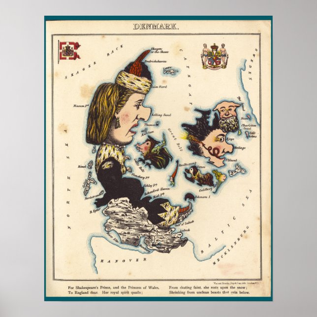 Cartoon Map of Denmark (1868) Poster (Front)