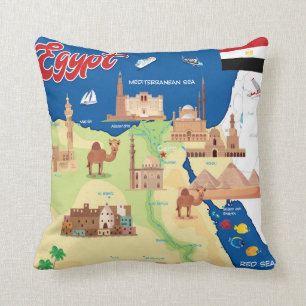 Cartoon Map of Egypt Cushion