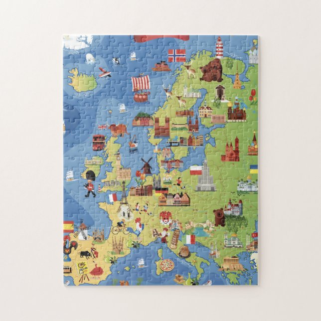 Cartoon Map of Europe Jigsaw Puzzle (Vertical)