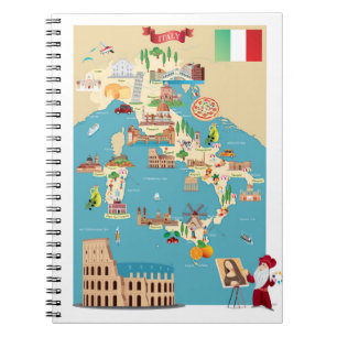 Cartoon Map of Italy Notebook