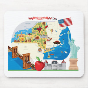 Cartoon Map of New York State Mouse Pad