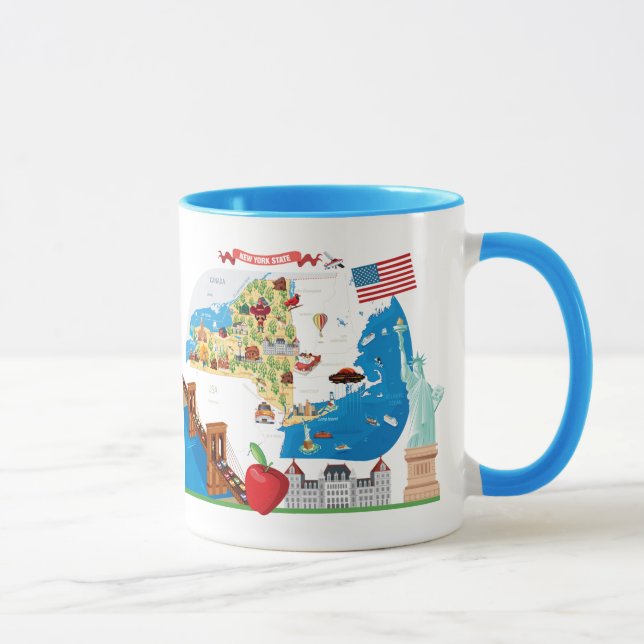 Cartoon Map of New York State Mug (Right)