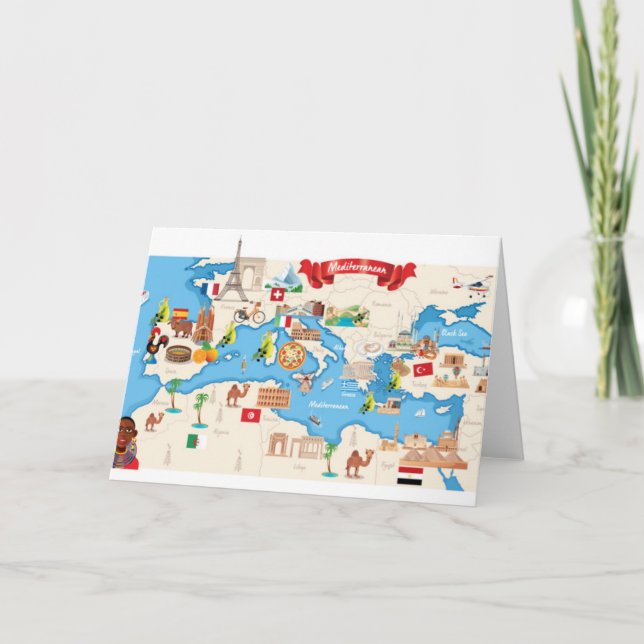 Cartoon Map of The Mediterranean Card (Front)