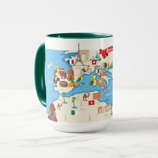 Cartoon Map of The Mediterranean Mug (Front Left)