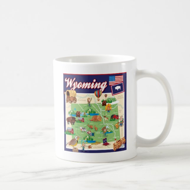 Cartoon Map of Wyoming Coffee Mug (Right)