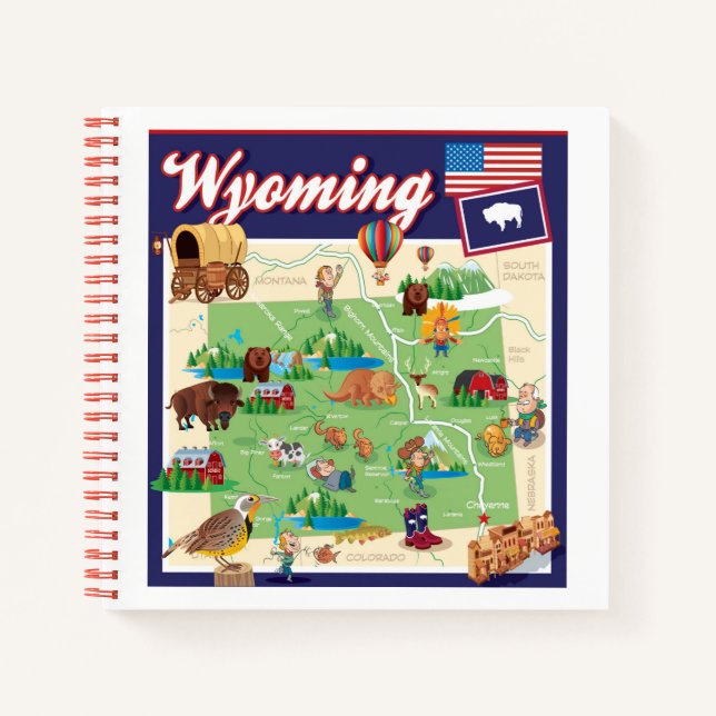 Cartoon Map of Wyoming Notebook (Front)