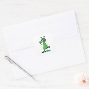 Cartoon Martian Square Sticker