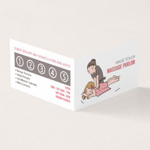 Cartoon Massage, Massage Therapist, Parlor Loyalty Business Card