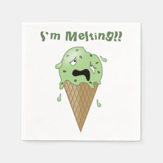 Cartoon Melting Ice Cream Cone (I'm Melting) Napkin