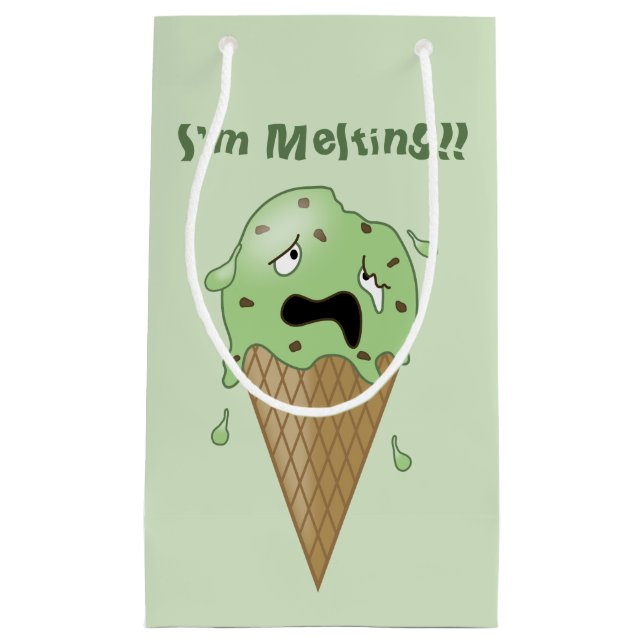 Cartoon Melting Ice Cream Cone (I'm Melting) Small Gift Bag (Front)