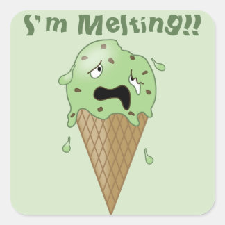 Cartoon Melting Ice Cream Cone (I'm Melting) Square Sticker
