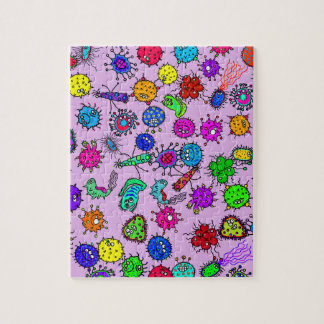 Cartoon Microscopic Bacteria Bug Doodle Art Jigsaw Puzzle