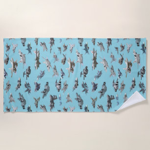 Cartoon military aeroplanes seamless pattern beach towel