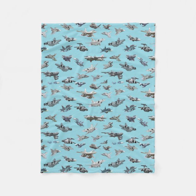 Cartoon military aeroplanes seamless pattern fleece blanket (Front)