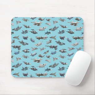 Cartoon military aeroplanes seamless pattern mouse pad