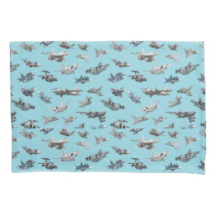 Cartoon military aeroplanes seamless pattern pillowcase
