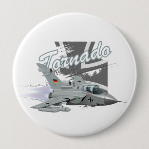 Cartoon military fighter plane 10 cm round badge